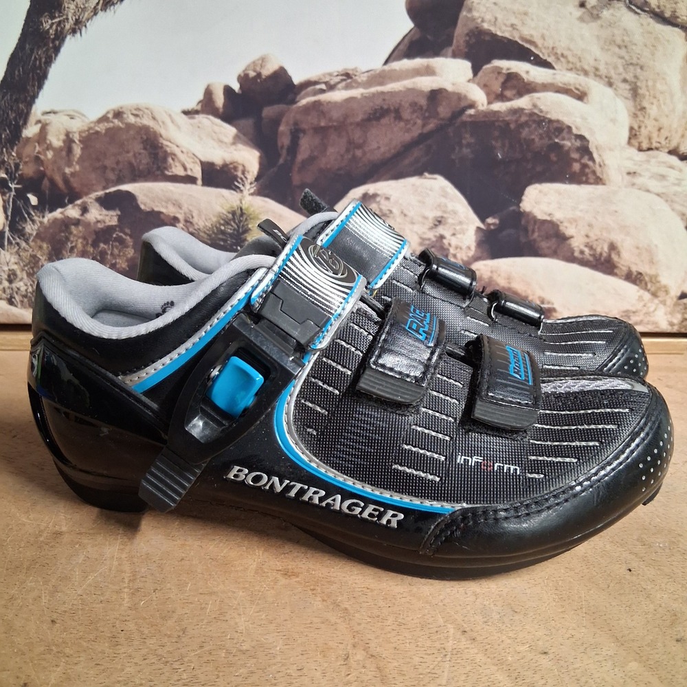 Bontrager‎ Race Road WSD Cycling Shoes Black Blue Womens sz 6 Ratchet Buckle - Picture 3 of 10